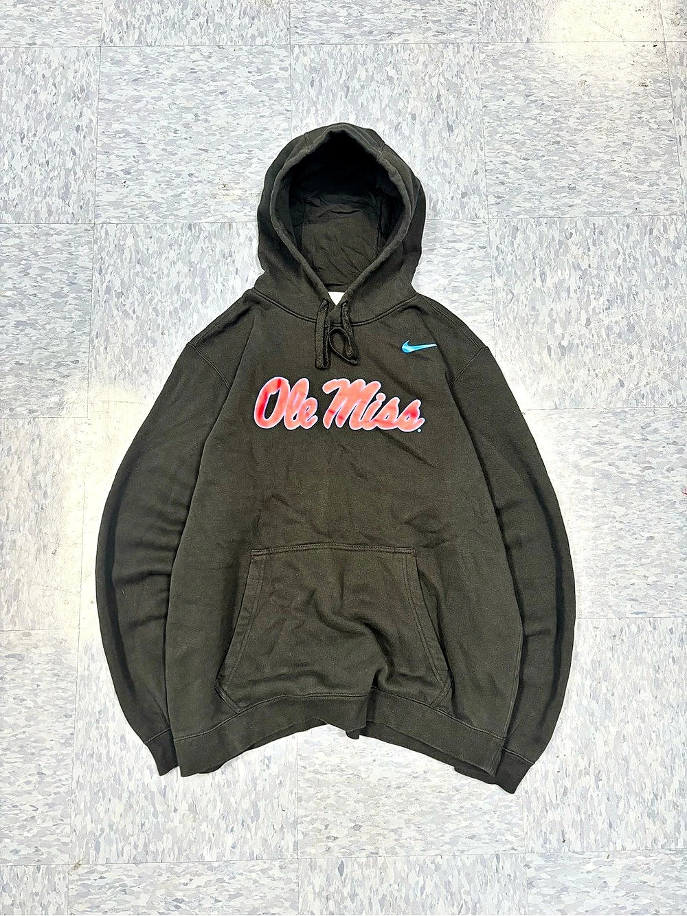 Y2K Nike Ole Miss Rebels College Football NCAA Mens Graphic Hoodie Size Large